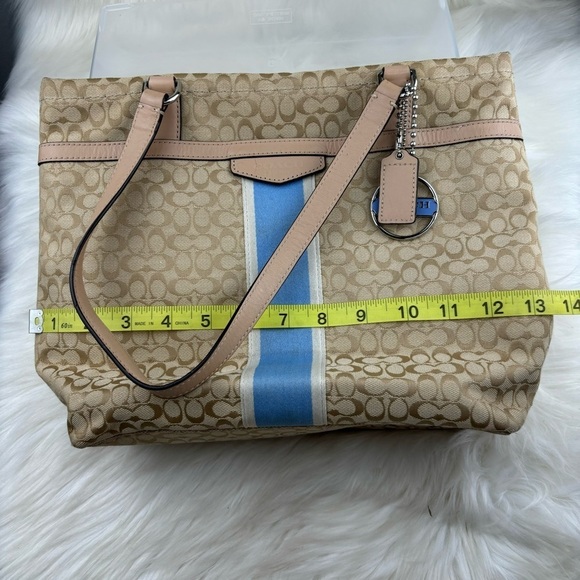 COACH SIGNATURE STRIPE TOTE SHOULDER BAG - Picture 9 of 9